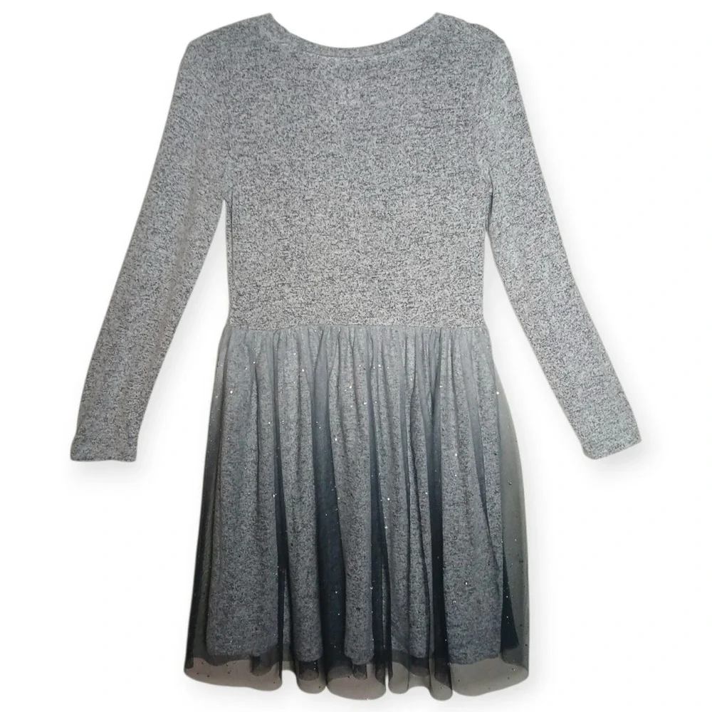 Cat & Jack Girls'  Gray  Long Sleeve Dress,‎ Size L ( 10/12)